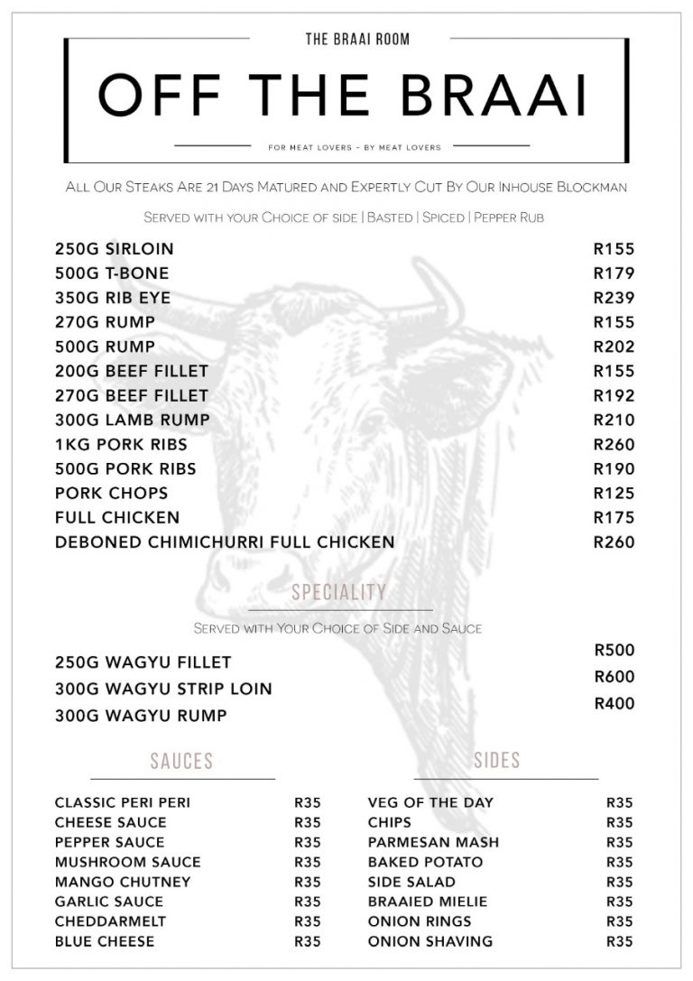 Little Falls Menu The Braai Room at Retail Crossing
